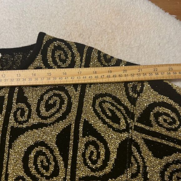 VTG Adrienne Vittadini Gold Black Glitters Wool Blend Tunic Sweater Size LG/XL - Picture 8 of 10